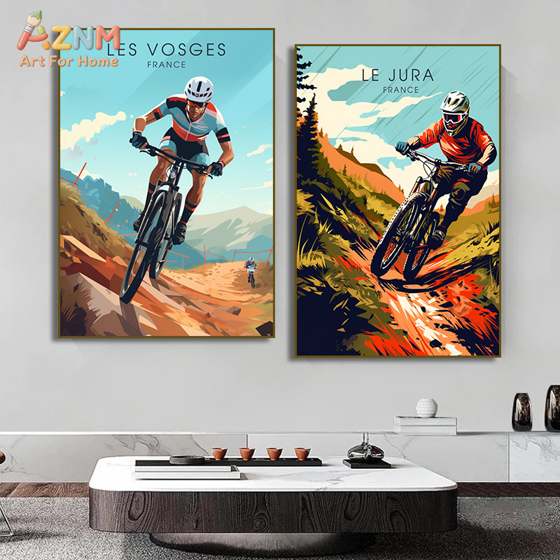 AZNM 빈티지 프랑스 산악 자전거 캔버스 벽 예술 알 - Mountain Biking Extreme 리뷰 및 가격