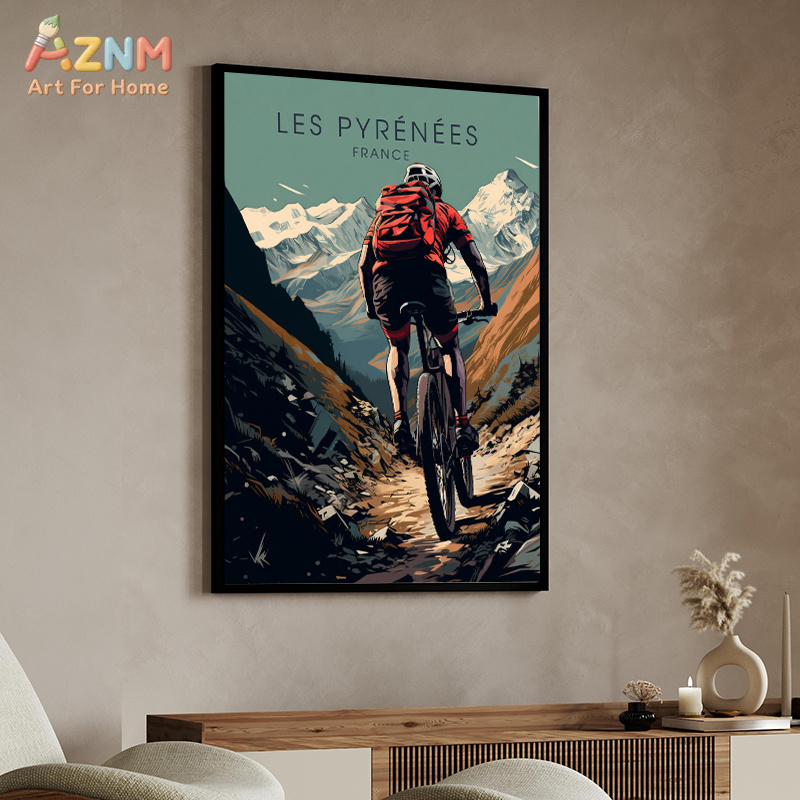 AZNM 빈티지 프랑스 산악 자전거 캔버스 벽 예술 알 - Mountain Biking Extreme 리뷰 및 가격