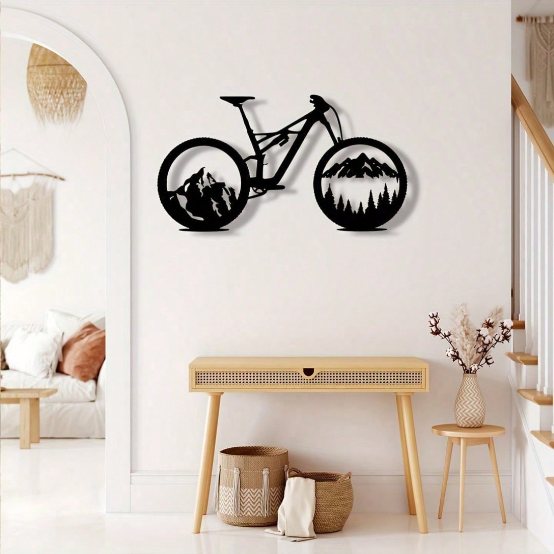 블랙 메탈 산악 자전거 타이어 아트, 자연 풍경 벽 장 - Mountain Biking Gifts 리뷰 및 가격
